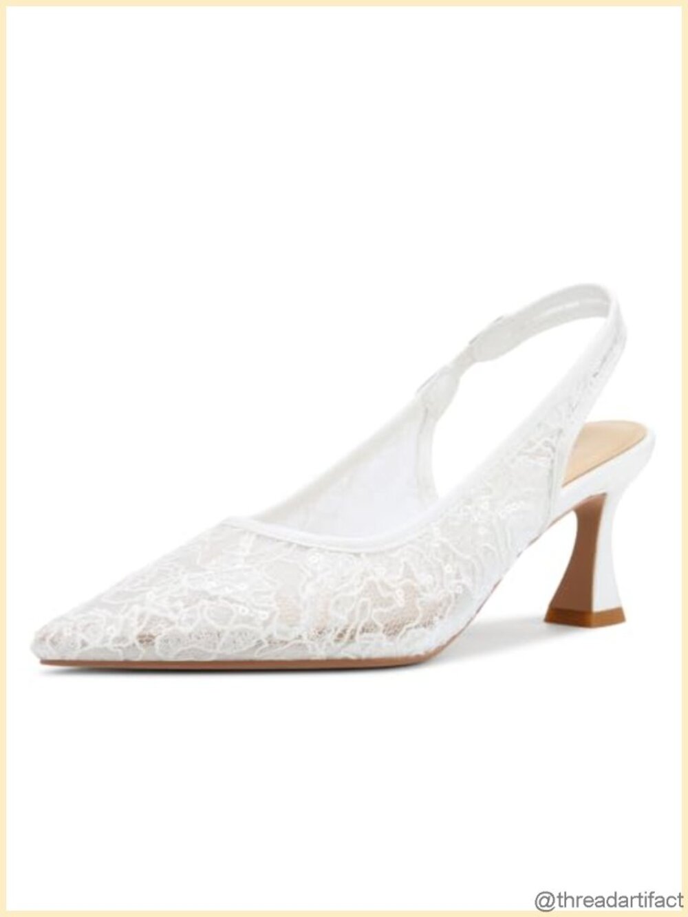 Womens Lace Mesh Slingback Kitten Heel Wedding Pumps Bridal Shoes